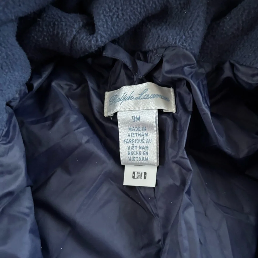 Ralph Lauren navy blue quilted winter bunting